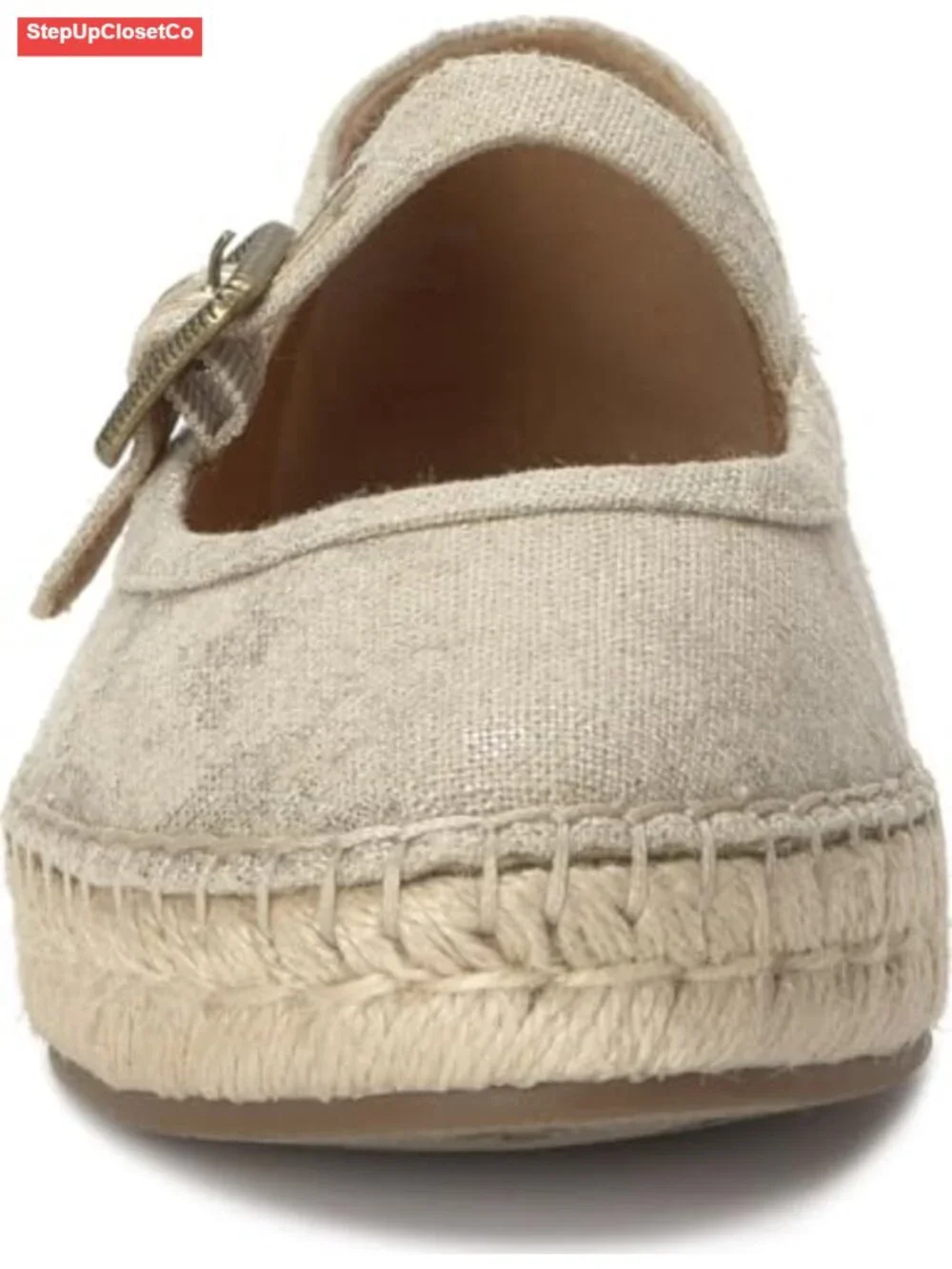 Espadrille Sandal with Cushioned Footbed - Mary Jane Style Leather Upper